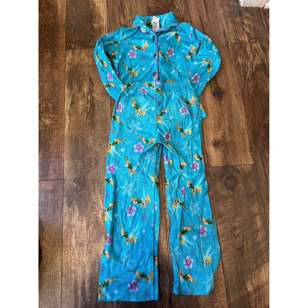 Disney‎ Fairies Pajamas Kids Girls Size 6X Blue Tinkerbell PJ Set